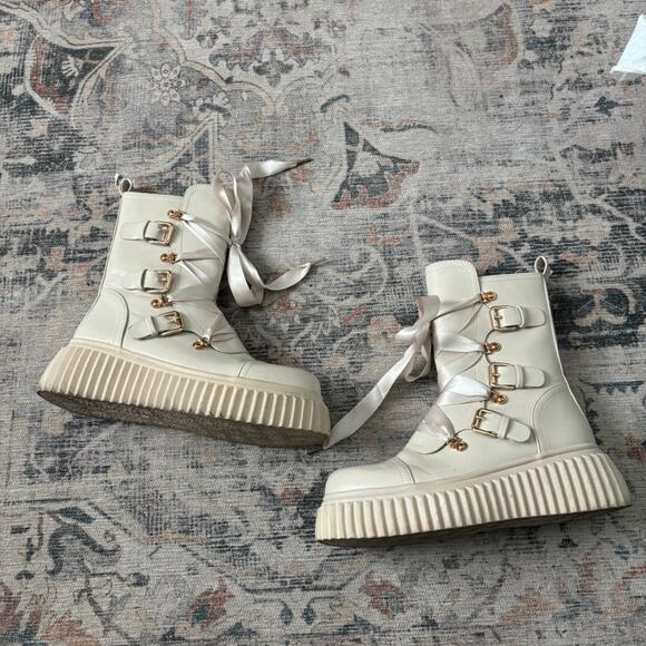 Vivianly Lace-Up Chunky Platform Boots Women’s 9.5 — Rave Cyber Y2K Space - Picture 7 of 7